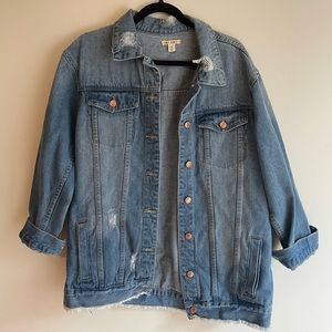 Oversized Distressed Jean Jacket